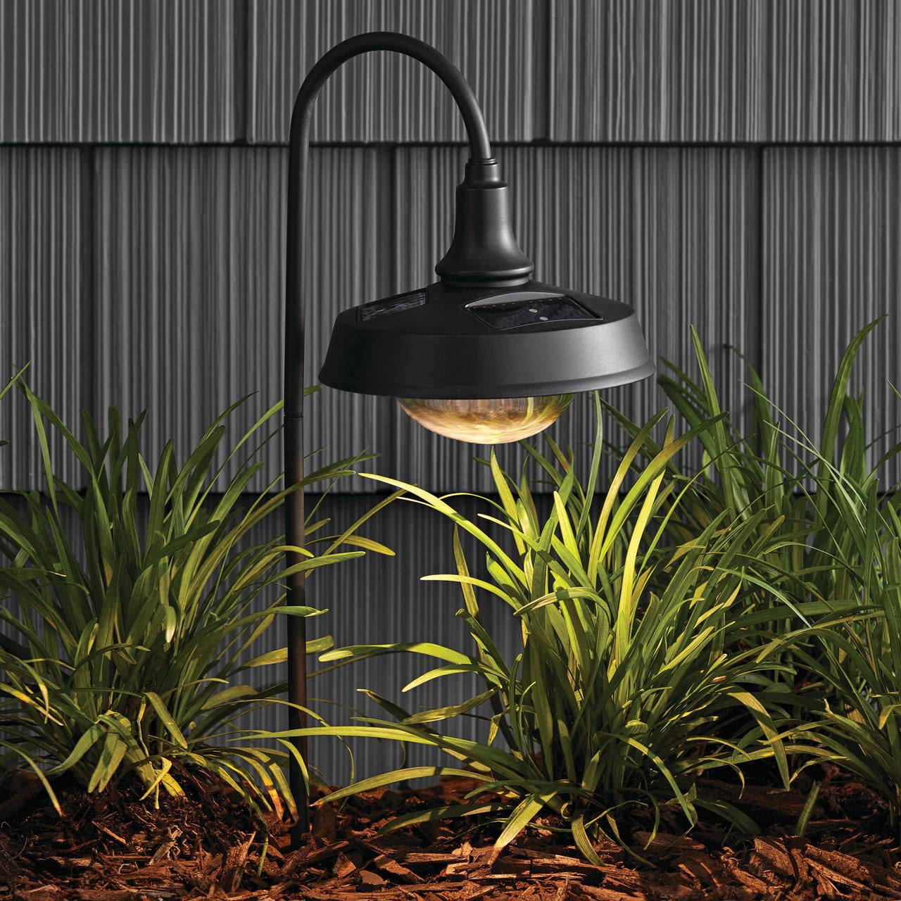 Better Homes & Gardens Matte Black Metal Solar Powered LED Landscape Walkway Light, 20 Lumens